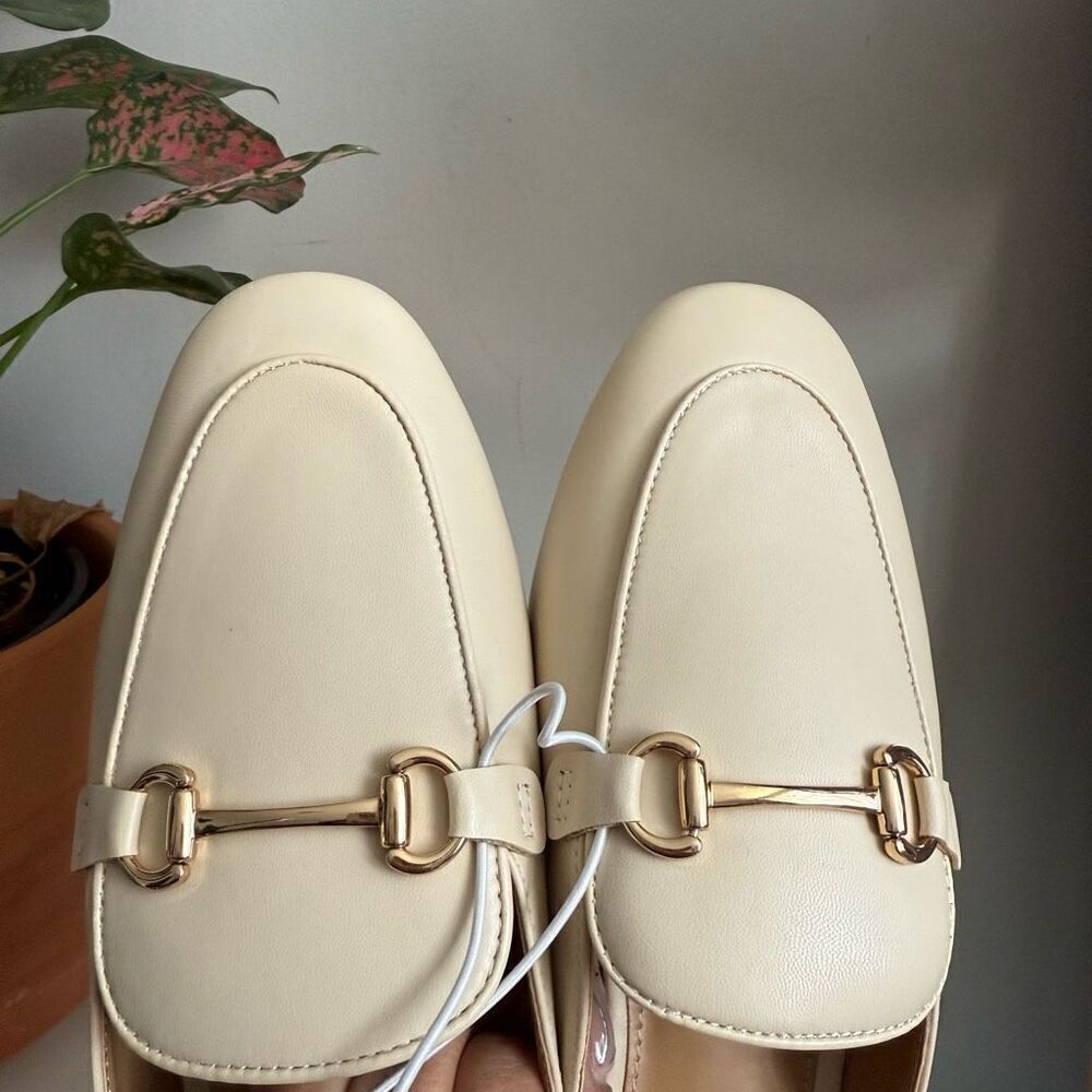 J crew cream slip-on loafer mules 9.5
